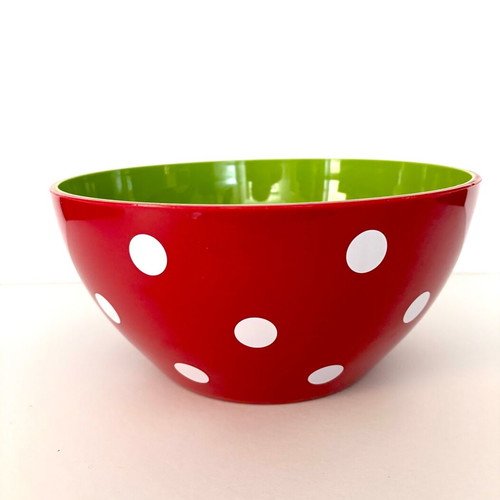 Spiegelburg Salad Bowl like new, red with white polka dots
