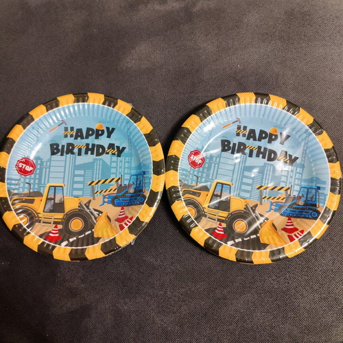 Party plates construction machinery set of 20 pieces new