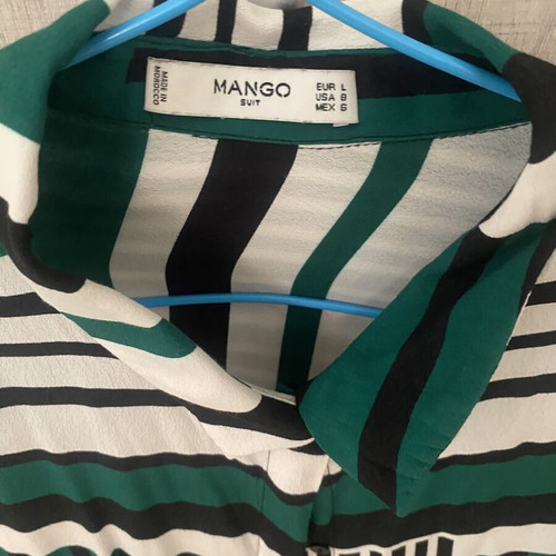 Mango women's striped shirt large green white black used