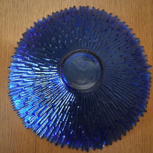 Glass Salad Bowl blue 30×10cm like new