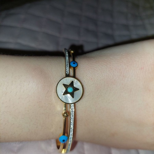 Gold bracelet with stainless steel details new