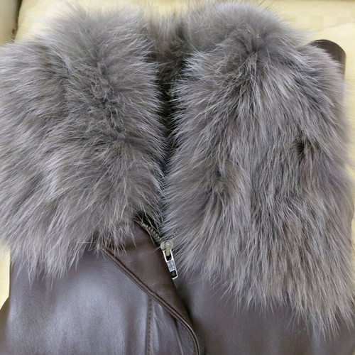 Daily Paper leather jacket with detachable fur, like new, gray