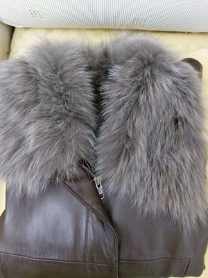 Daily Paper leather jacket with detachable fur, like new, gray