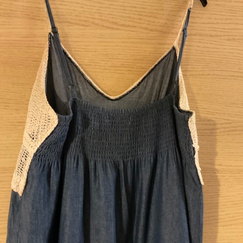 Long boho summer dress blue jean color like new, size L