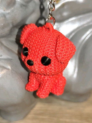 Keychain Puppy new with embossed crochet pattern