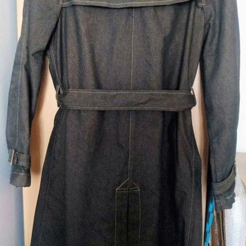 KENTE denim trench coat long, like new, size L-XL, copper-blue color