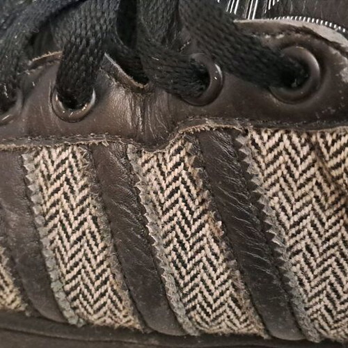 Adidas Superstar sneakers used, black with herringbone fabric