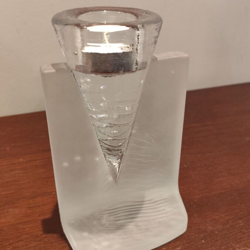 Kosta Boda Ice Age candlestick new, made of crystal