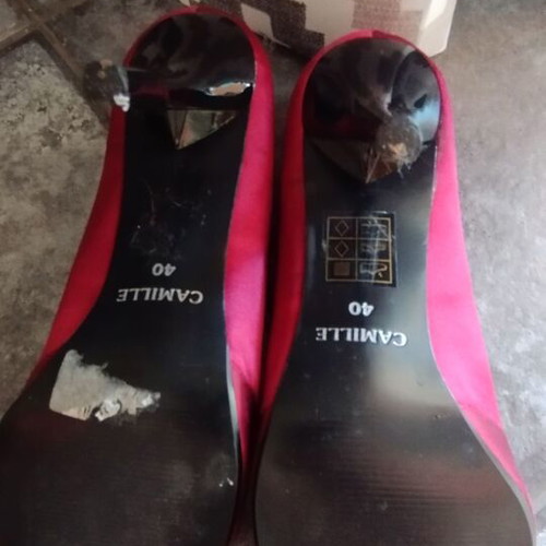 Camille peep toe shoes like new, red burgundy, size 40, 8cm heel
