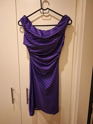 Purple dress with white stripe like new, one size fits S-M