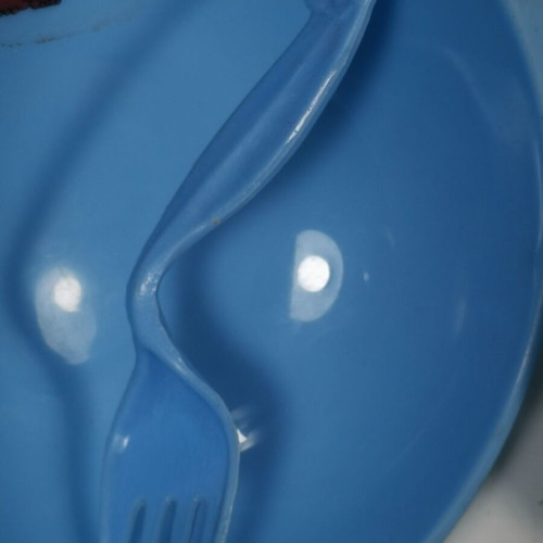 Vintage Siaroplast Greek Children's Dinner Set used, blue