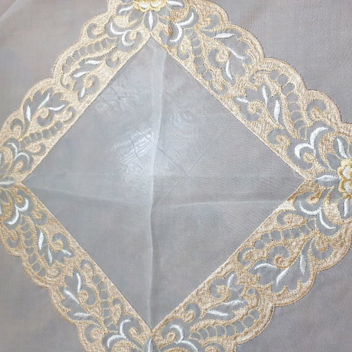 Table linen and square new with silk threads on organza