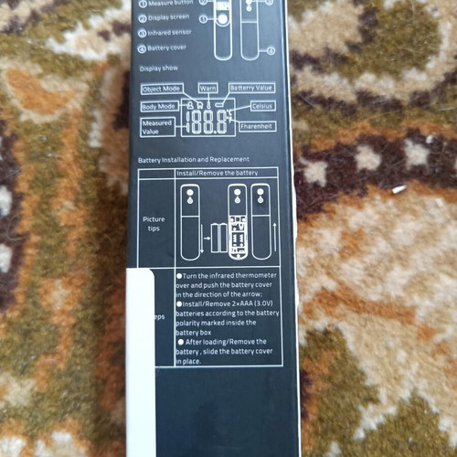 Infrared Thermometer new, non-contact, uses 2 AAA batteries
