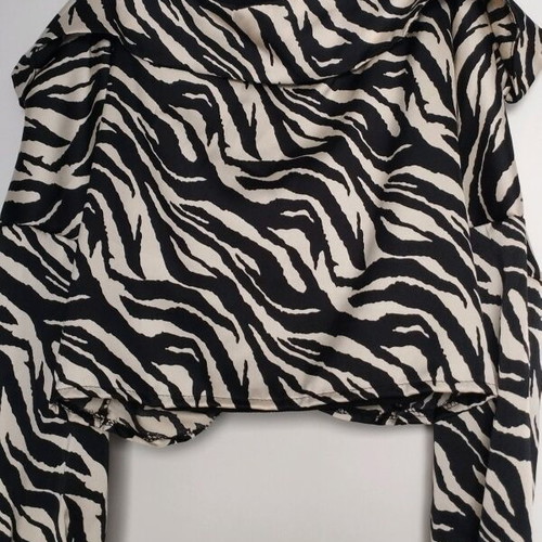 Top new, black and beige satin zebra print with inner black top