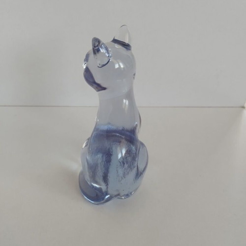 Decorative crystal cat made of liquid glass new, 10 x 6 cm