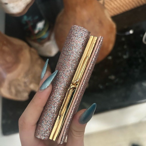 Glitter wallet like new, pink with many compartments