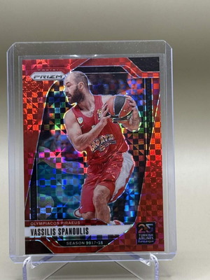Vassilis Spanoulis Red Mosaic Card Panini Prizm EuroLeague new