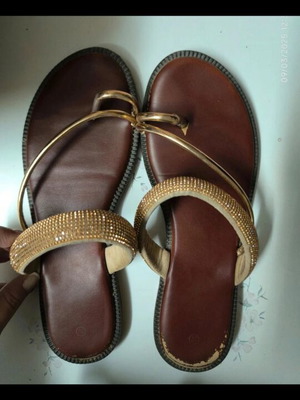 Summer slippers used, size 38, brown and gold