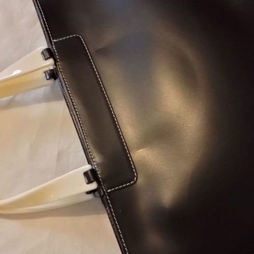 Lamarthe handbag used, black with ecru bone handle