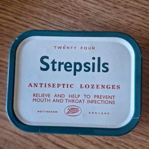 Strepsils metal collectible tin used, 1960s