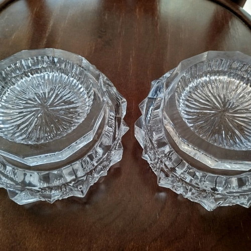 Crystal ashtray set like new