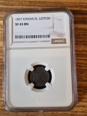 Ionian State Coin 1857 1 Lepton used certified NGC XF45 BN