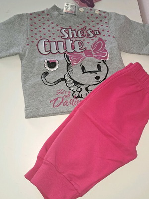 Spark girls' tracksuit set new, grey-pink for 6 months