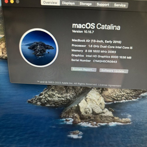 MacBook Air 13" 2015 used, 8GB RAM, 128GB SSD