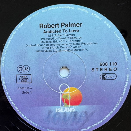 Robert Palmer Addicted To Love 12" Maxi Single used, pop
