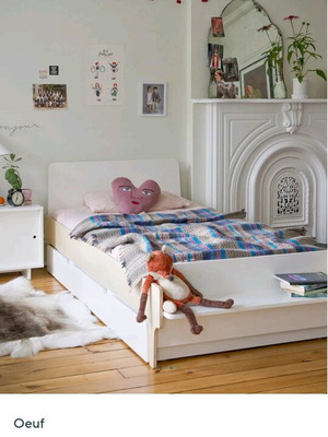 Κρεβάτι παιδικό Oeuf River με συρτάρι μεταχειρισμένο, λευκό