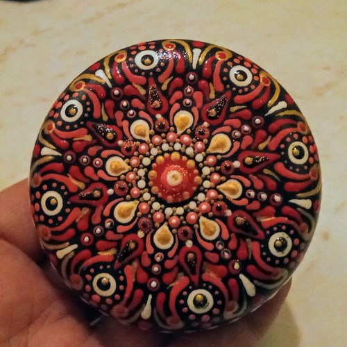 Handmade Mandala Stone new, plaster decorative with painted design