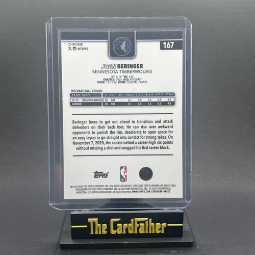 Joan Beringer RC Raywave Topps Chrome NBA Basketball Card Minnesota Timberwolves