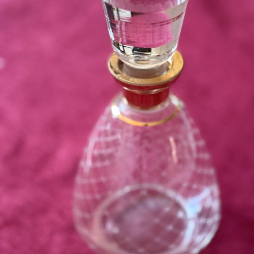 Crystal gold-plated antique carafe like new, height 21cm
