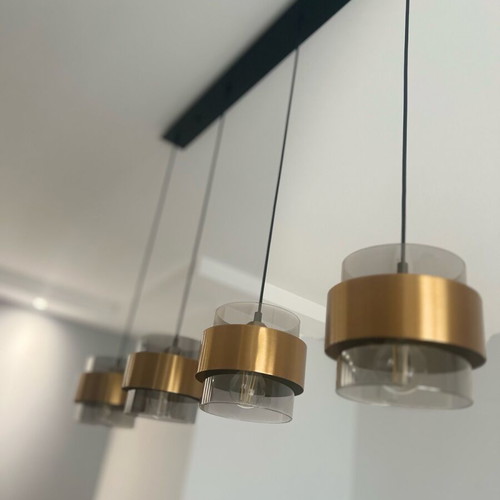 Nova Luce ceiling light set like new with smoked glass and gold