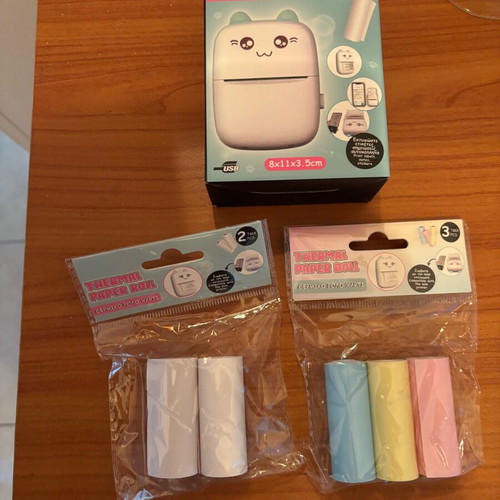 Mini Portable Thermal Printer with Bluetooth and 5 Thermal Paper Rolls