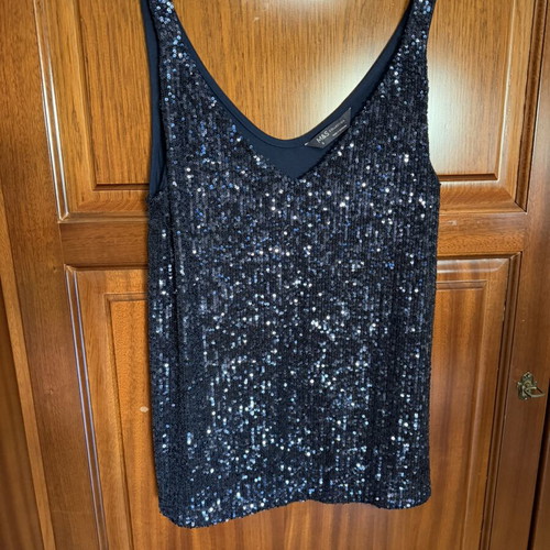 Marks & Spencer No8 Top size S dark blue with sequins like new