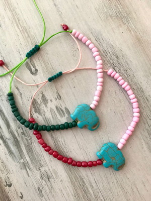 Bracelets 2 together with turquoise howlite semi-precious stone and pink beads new
