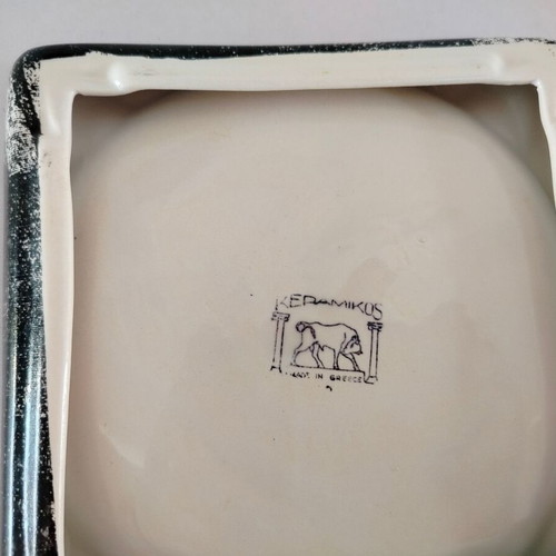 Porcelain ashtray Papastratos advertising used, Keramikos, made in Greece