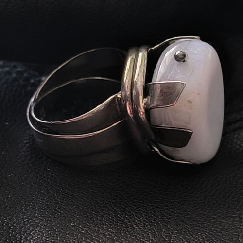 Silver 925 ring with agate like new, blue stone