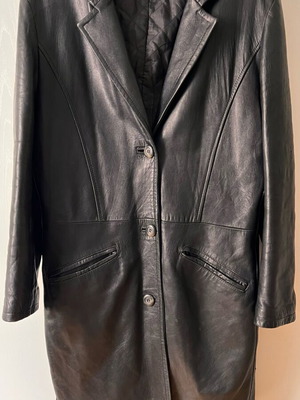 Genuine leather coat used, black, size L