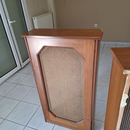 Wooden radiator frame like new with perforated cane center