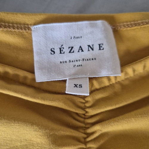 Sezane Yellow Bardot Bodysuit like new, XS