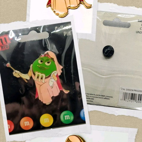 Collectible large M&M's World Ms. Green princess pin new