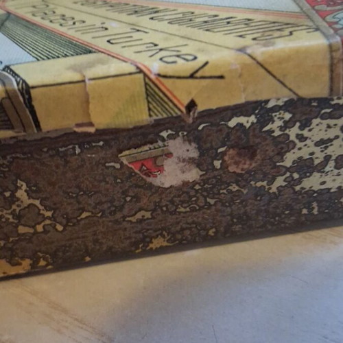 Papadopoulo Brothers metal tobacco box, 1900-1915, rare