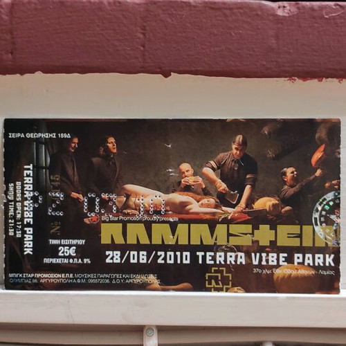 Rammstein Ticket 28/6/2010 like new, Terra Vibe Park