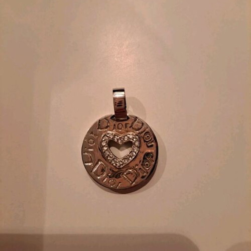 Dior pendant silver like new with heart and rhinestones