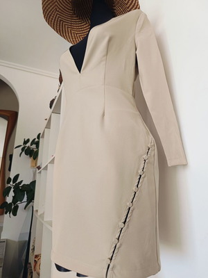 Missguided Long Sleeve Dress Like New, Beige, Size M