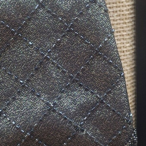 Evening bag metallic grey embroidered with beads