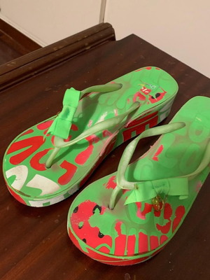 Juicy Couture flip flops used, size 37-38, white and green