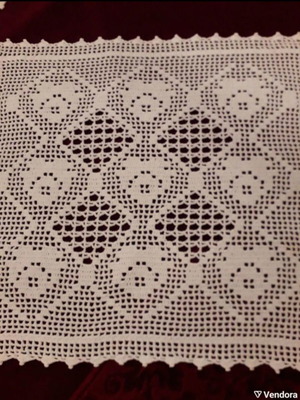 Set of four white crochet table runners new
